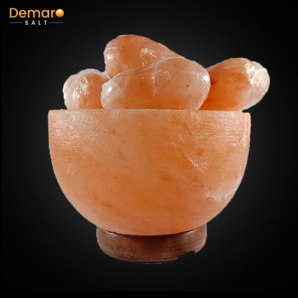 Bowl Salt Lamp with Salt Hearts