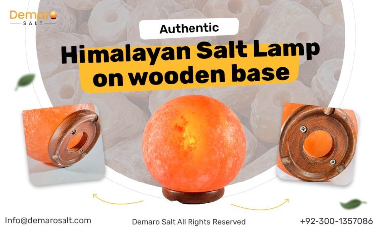 Authentic Himalayan Salt Lamp on Wooden Base