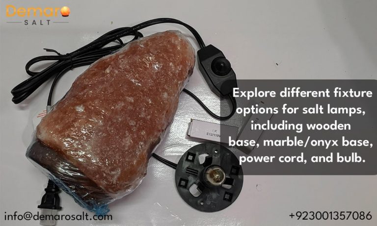 Salt Lamp Fixtures - Wooden Base, Marble/Onyx Base, Power Cord, and Bulb