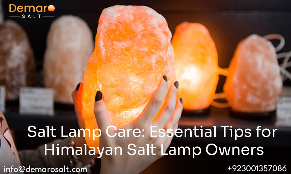 Himalayan salt lamp emitting warm orange glow