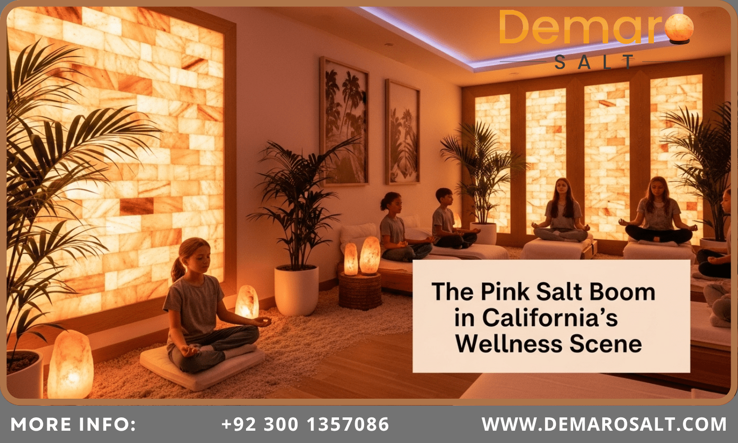 Women relaxing in a California wellness spa with Himalayan pink salt wall Woman relaxing in a California wellness spa with Himalayan pink salt wall